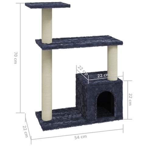 Albero Per Gatti Con Tiragraffi In Sisal Grigio Scuro 70 Cm - Foto 5