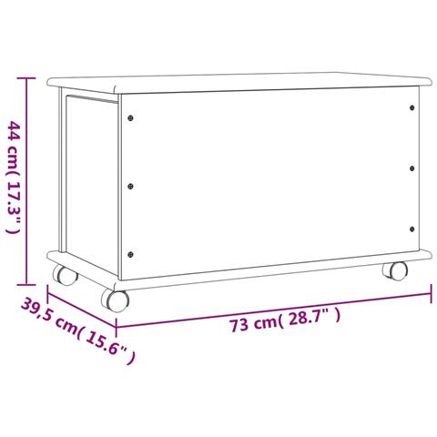 Cassapanca con Ruote ALTA 73x39,5x44 cm Legno Massello di Pino - Foto 10