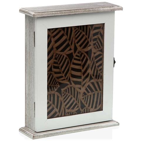 Armadietto Portachiavi Bianco Fogli Legno Mdf 6 X 25 X 19,5 Cm - Foto 1