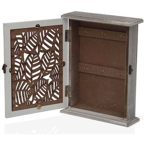 Armadietto Portachiavi Bianco Fogli Legno Mdf 6 X 25 X 19,5 Cm - Foto 3