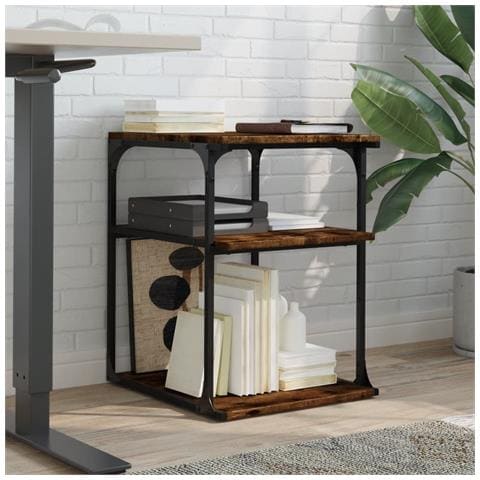 Supporto Stampante 3 Livelli Rovere Fumo 43x48x64cm Multistrato - Foto 3