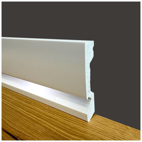 ***fine Serie Al Metro*** Battiscopa Zoccolino ""squadrato Predisposizione Led"" In Duropolimero Polistrutturato Bianco 100x18 - Foto 1