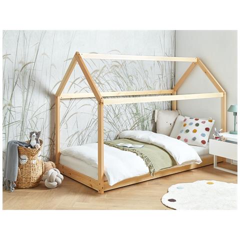 Letto Per Bambini Casa Legno Di Pino Tosse 90 X 200 Cm Marrone Chiaro - Foto 1