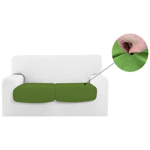Copridivano Copriseduta Sofà Elasticizzato Tinta Unita Smile Tessuto Millerighe Coppia Seduta Verde - Foto 1