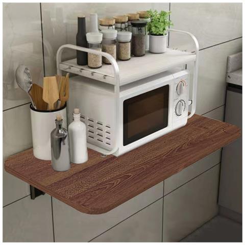 Mensola Da Muro Noce Pieghevole Scaffale Parete Richiudibile Salvaspazio 80x60cm - Foto 1