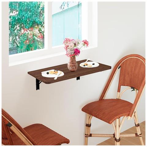 Mensola Da Muro Noce Pieghevole Scaffale Parete Richiudibile Salvaspazio 80x60cm - Foto 2