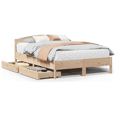 Letto senza Materasso 120x200 cm in Legno Massello di Pino - Foto 1