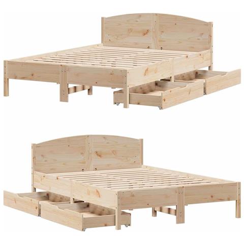 Letto senza Materasso 120x200 cm in Legno Massello di Pino - Foto 10