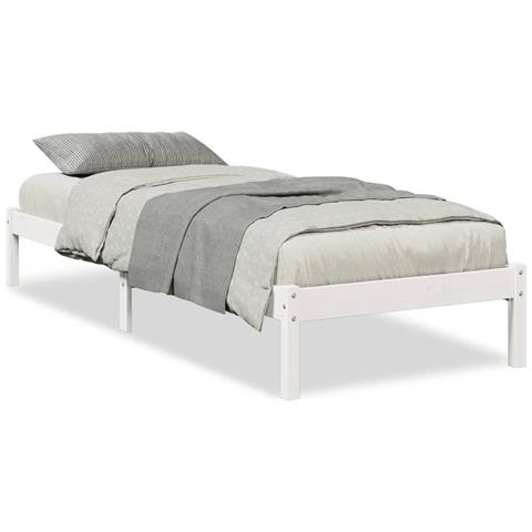 Letto Extra Lungo Senza Materasso Bianco 100x220 Cm In Pino - Foto 2