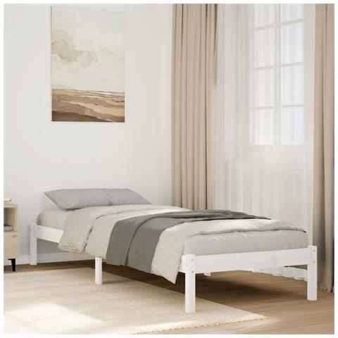 Letto Extra Lungo Senza Materasso Bianco 100x220 Cm In Pino - Foto 1