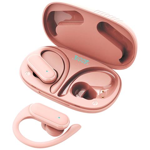 Auricolari Senza Fili Bluetooth 5.3 Tws Sport Usain Con Display A Led, Rosa - Foto 2