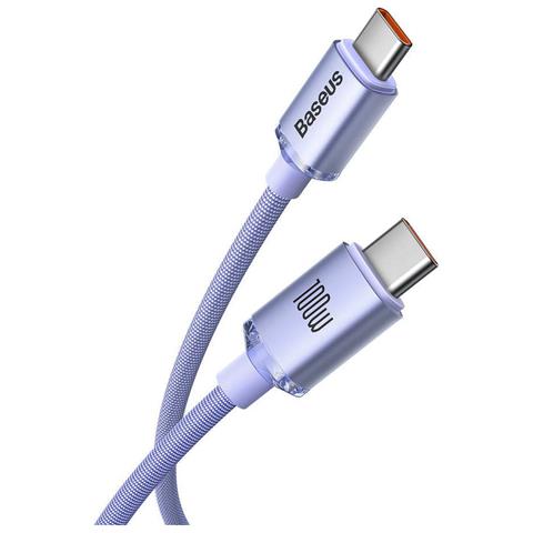 Cavo Di Ricarica E Sincronizzazione Da Usb-c A Usb-c Serie 100w Crystal Shine 1,2 M, Lavanda - Foto 2