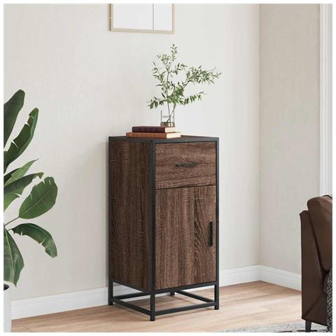 Credenza Rovere Marrone 35,5x35x76 Cm In Truciolato E Metallo - Foto 3