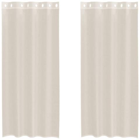 Tende In Voile Con Occhielli 2 Pz Crema 140x245 Cm - Foto 2