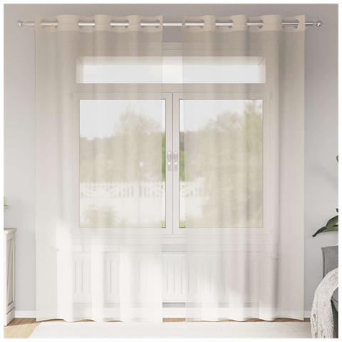 Tende In Voile Con Occhielli 2 Pz Crema 140x245 Cm - Foto 1