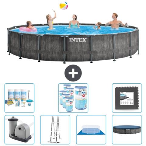 Piscina Fuori Terra - In Giro - 549x549x122 Cm - Grigio - Include Accessori Coordinati Cb43 - Foto 1