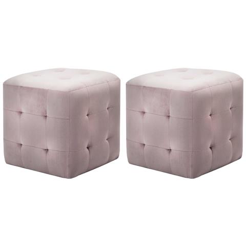 Pouf 2 Pz Rosa 30x30x30 Cm In Velluto - Foto 2