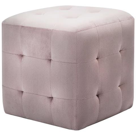 Pouf 2 Pz Rosa 30x30x30 Cm In Velluto - Foto 1