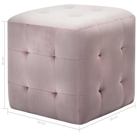 Pouf 2 Pz Rosa 30x30x30 Cm In Velluto - Foto 5