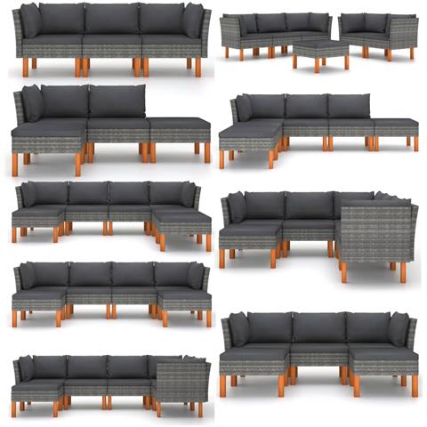 Divano Da Giardino In Polyrattan E Massello Di Eucalipto - Foto 7