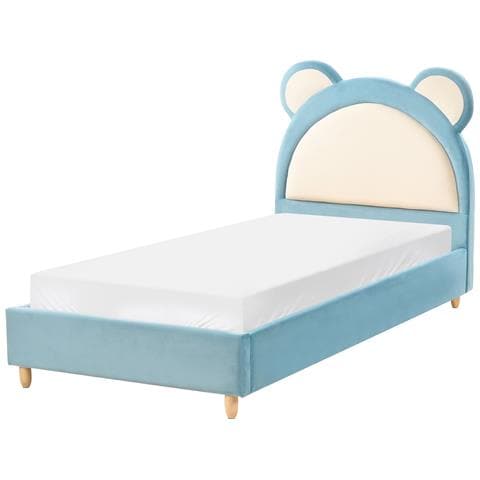 Letto Per Bambini Orsacchiotto Velluto Mailles 90 X 200 Cm Blu - Foto 2
