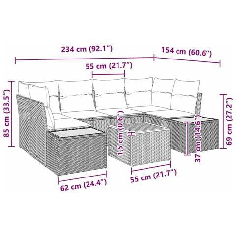 Set di Divani da Giardino con Cuscini Beige Polyrattan Acacia - Foto 9