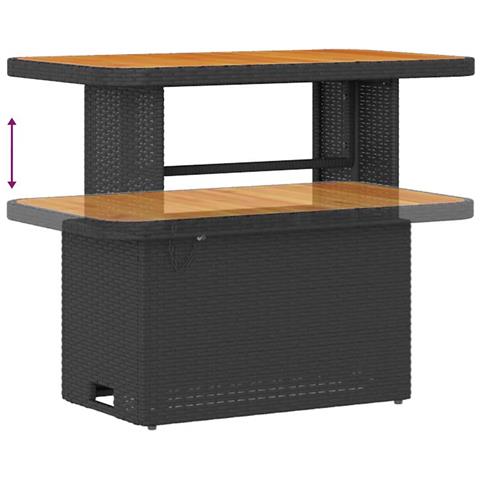 Set di Divano da Giardino 8 Pezzi con Cuscini Nero Polyrattan Acacia, Divano da Giardino 2 Posti con Cuscini Nero Polyrattan, Set di Mobili da Giardino 3 Pezzi con Cuscini Nero Polyrattan Acacia - Foto 9