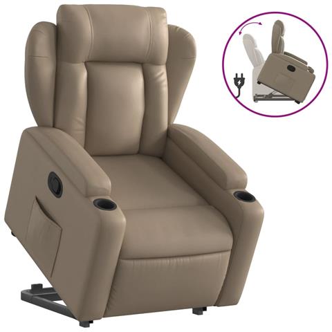 Poltrona Alzapersona Reclinabile Cappuccino in Similpelle - Foto 1