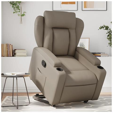 Poltrona Alzapersona Reclinabile Cappuccino in Similpelle - Foto 2