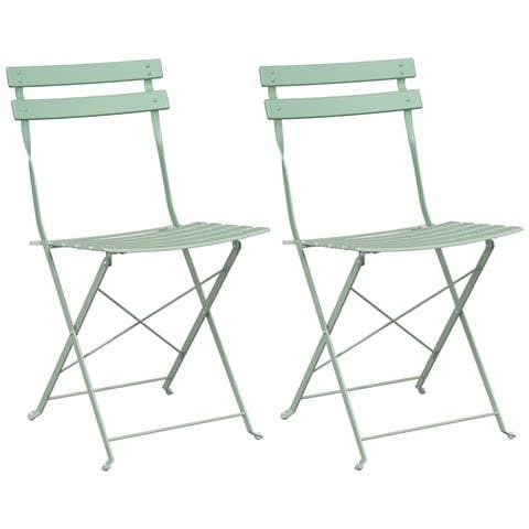Sdraio da Giardino Pieghevoli 2 pcs Verde Chiaro Acciaio - Foto 1