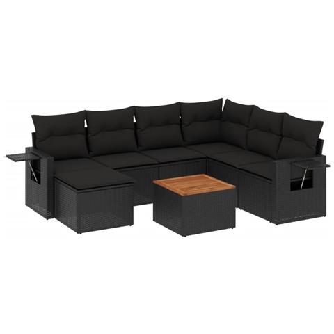 Set Divani da Giardino con Cuscini 8 pz Nero in Polyrattan - Foto 1