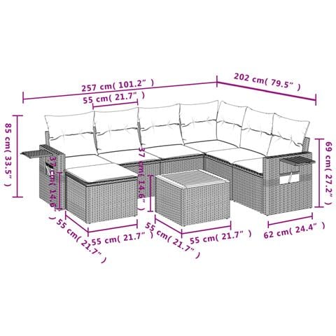 Set Divani da Giardino con Cuscini 8 pz Nero in Polyrattan - Foto 9