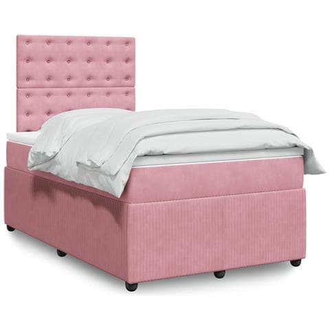 Giroletto a Molle con Materasso Rosa 120x190 cm in Velluto - Foto 2