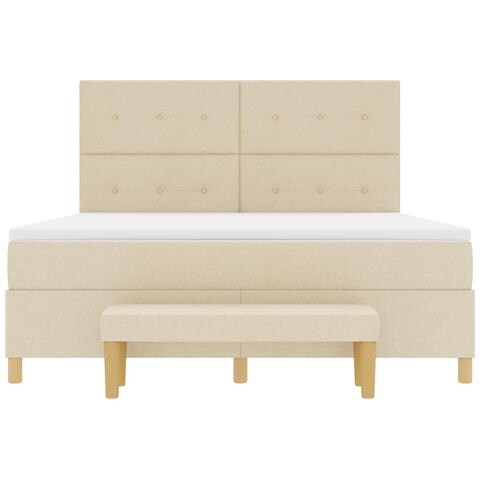 Letto a Molle con Materasso e Panchina Crema 180x200 cm Tessuto - Foto 9