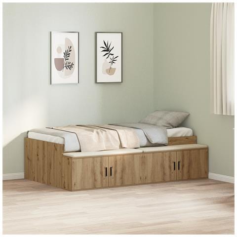 Letto Contenitore Quercia Artigianale 80x200 cm - Foto 2