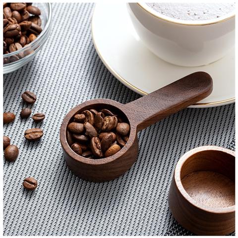 Cucchiaio Da Caffè Multifunzionale In Legno Di Noce Con Manico Corto E Cordino - Foto 2