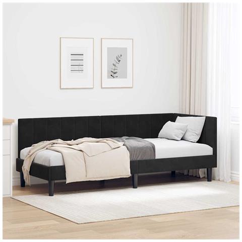 Cornice del letto ad angolo Nero 80 x 200 cm Velluto - Foto 2