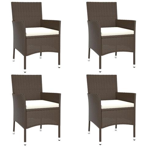 Sedie da giardino con cuscini 4 pz in polyrattan marrone (solo UK/IE/FI/NO) - Foto 1