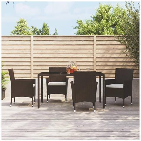 Sedie da giardino con cuscini 4 pz in polyrattan marrone (solo UK/IE/FI/NO) - Foto 2