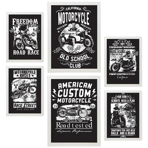 Set Di 6 Stampe Driver In Citazioni Rustiche Dipinti Decorativi Estetici Per Il Tuo Soggiorno, Camera Da Letto, Casa A3 & A4 Cornice Bianca - Foto 1