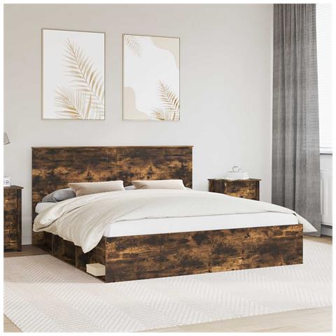 Struttura del letto Rovere fumé 180 x 200 cm Pino massello - Foto 2