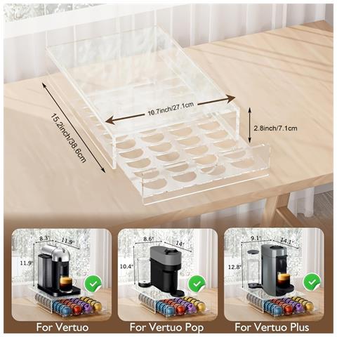 Porta Capsule Caffè Acrilico Per Nespresso Vertuo - Contiene 40 Capsule - Foto 2