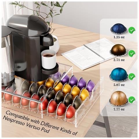 Porta Capsule Caffè Acrilico Per Nespresso Vertuo - Contiene 40 Capsule - Foto 5