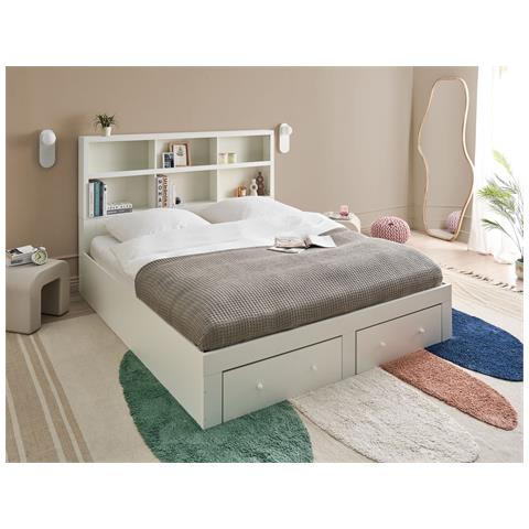 Letto Con Cassetti Contenitori Tarare 180 X 200 Cm Bianco - Foto 1