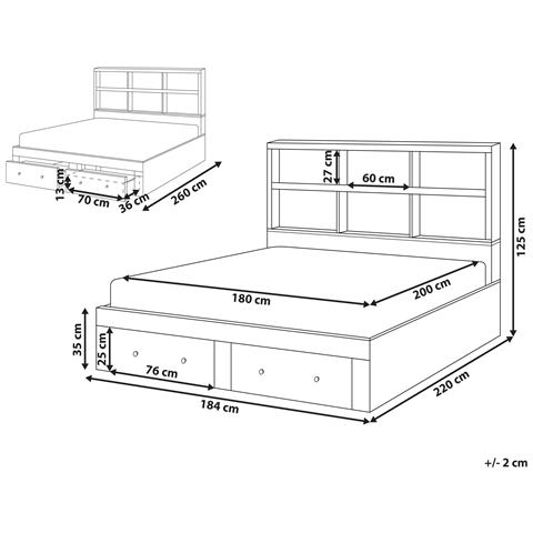 Letto Con Cassetti Contenitori Tarare 180 X 200 Cm Bianco - Foto 6