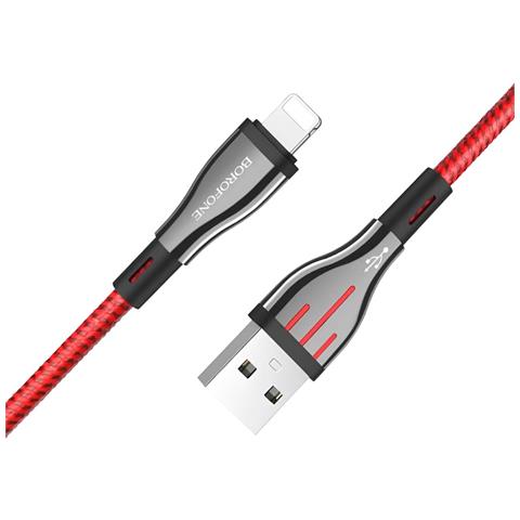 Cavo Usb-a A Lightning 1,2 M In Nylon Intrecciato Resistente, Nero / Rosso - Foto 1