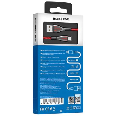 Cavo Usb-a A Lightning 1,2 M In Nylon Intrecciato Resistente, Nero / Rosso - Foto 5