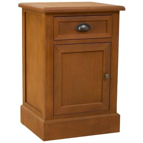 Comodino In Legno Con 1 Cassetto E 1 Porta Marrone 41,5x35x63 - Foto 1