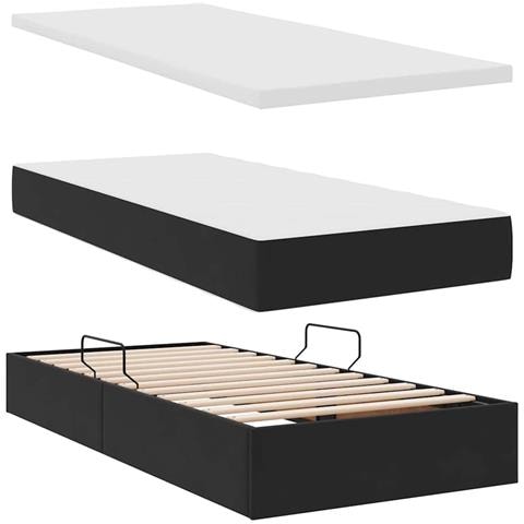 Letto con contenitore e LED con led Nero 90 x 200 cm Velluto - Foto 9