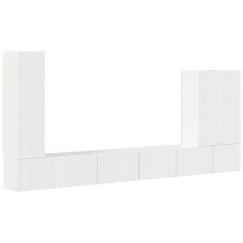 Set di Mobiletto da TV a Parete 6 pcs Bianco Lucido - Foto 1